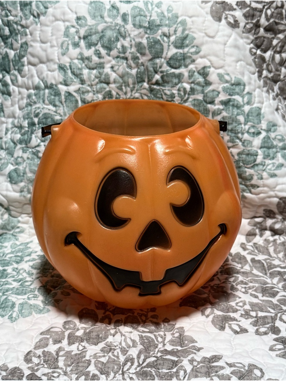 Vintage Orange Jack-o'-Lantern Candy Bucket - Halloween Treat Container